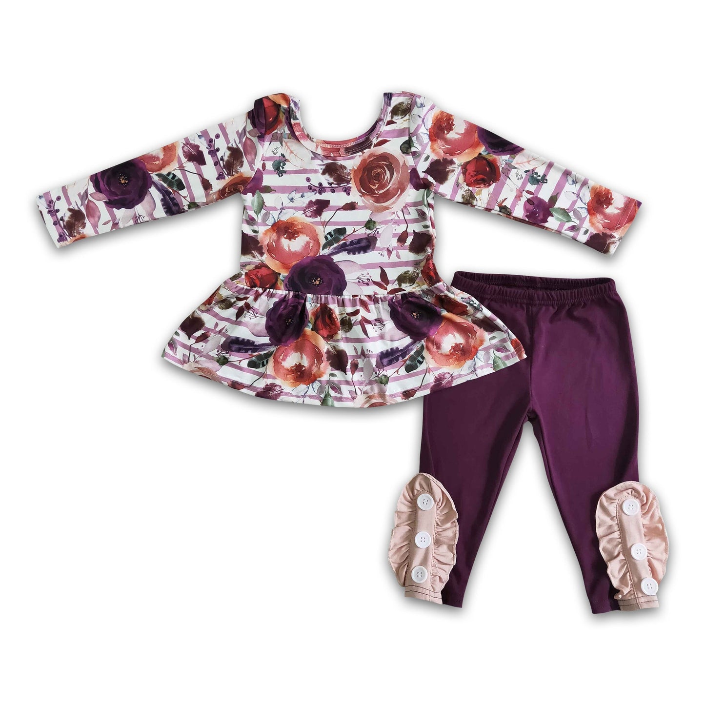 Maroon floral peplum pants girls fall outfits