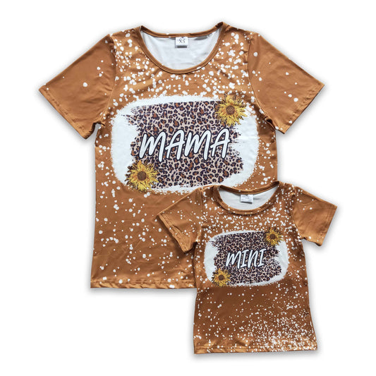 Mama leopard sunflower mommy and me adult shirt