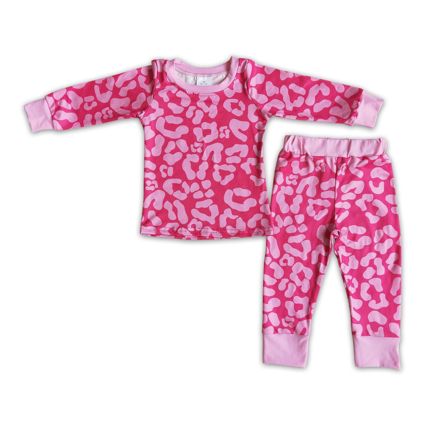 Pink leopard print baby girls valentine's day pajamas