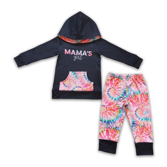 Mama's girl hoodie tie dye pants girls outfits