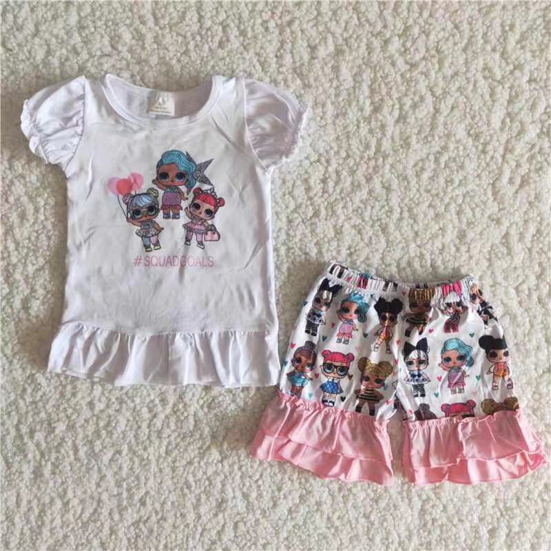 Dolls squad shirt ruffle shorts girls boutique clothing