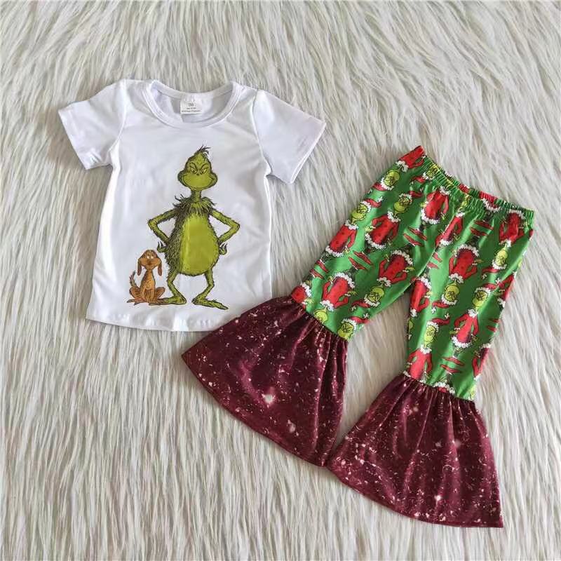 White green face shirt bell bottom pants Christmas outfits