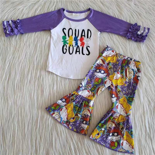 Squard goals purple long sleeve kids outfits