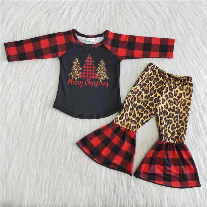 Merry Christmas tree print girls boutique clothing