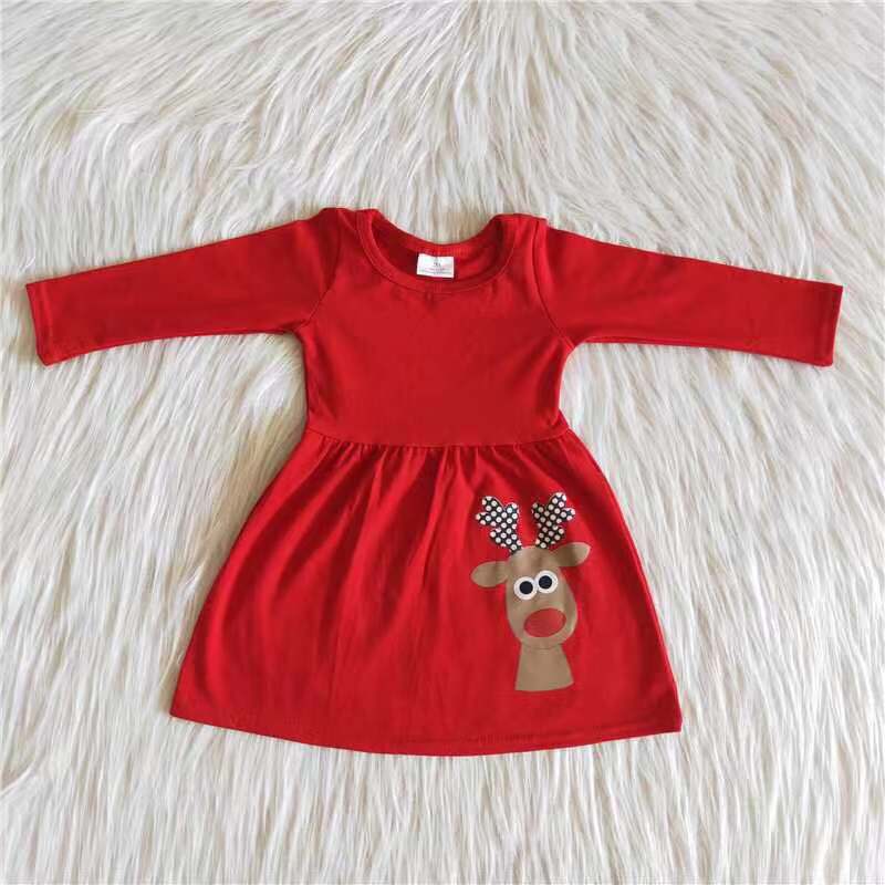 Reindeer vinyl red cotton Christmas dresses