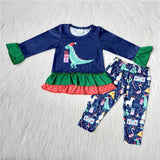 Dino Christmas baby girls outfits