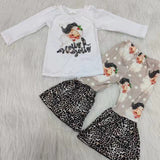 Santa print flare pants Christmas kids clothing girls