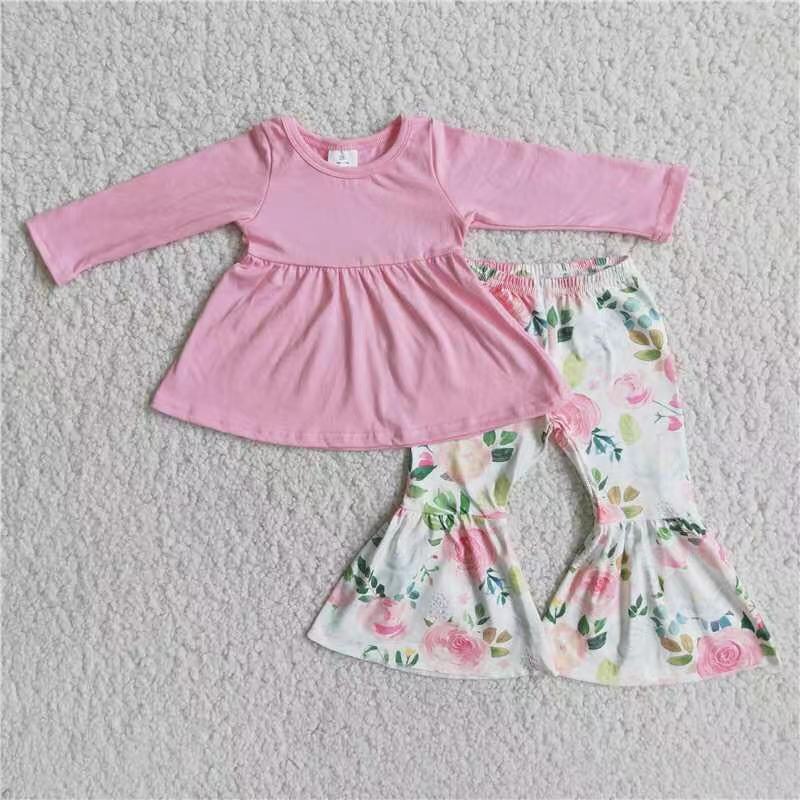 Pink tunic match floral pants kids clothing girls