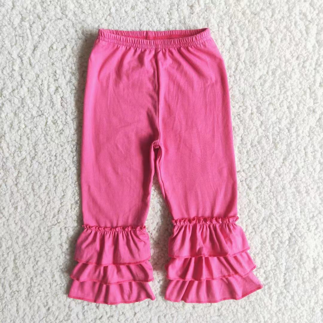 Hot  pink triple ruffle cotton pants