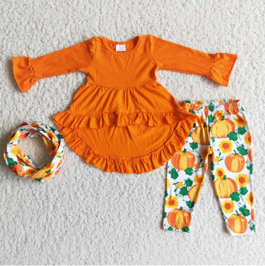 Girl 3 pieces Pumpkin Outfit
