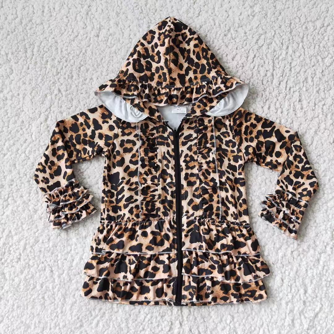 Girl Leopard Hoodie Cardigan