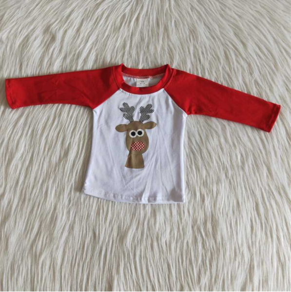 Reindeer vinyl boy cotton Christmas shirt