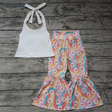 MOQ 5 halter top floral pants groovy girls clothes