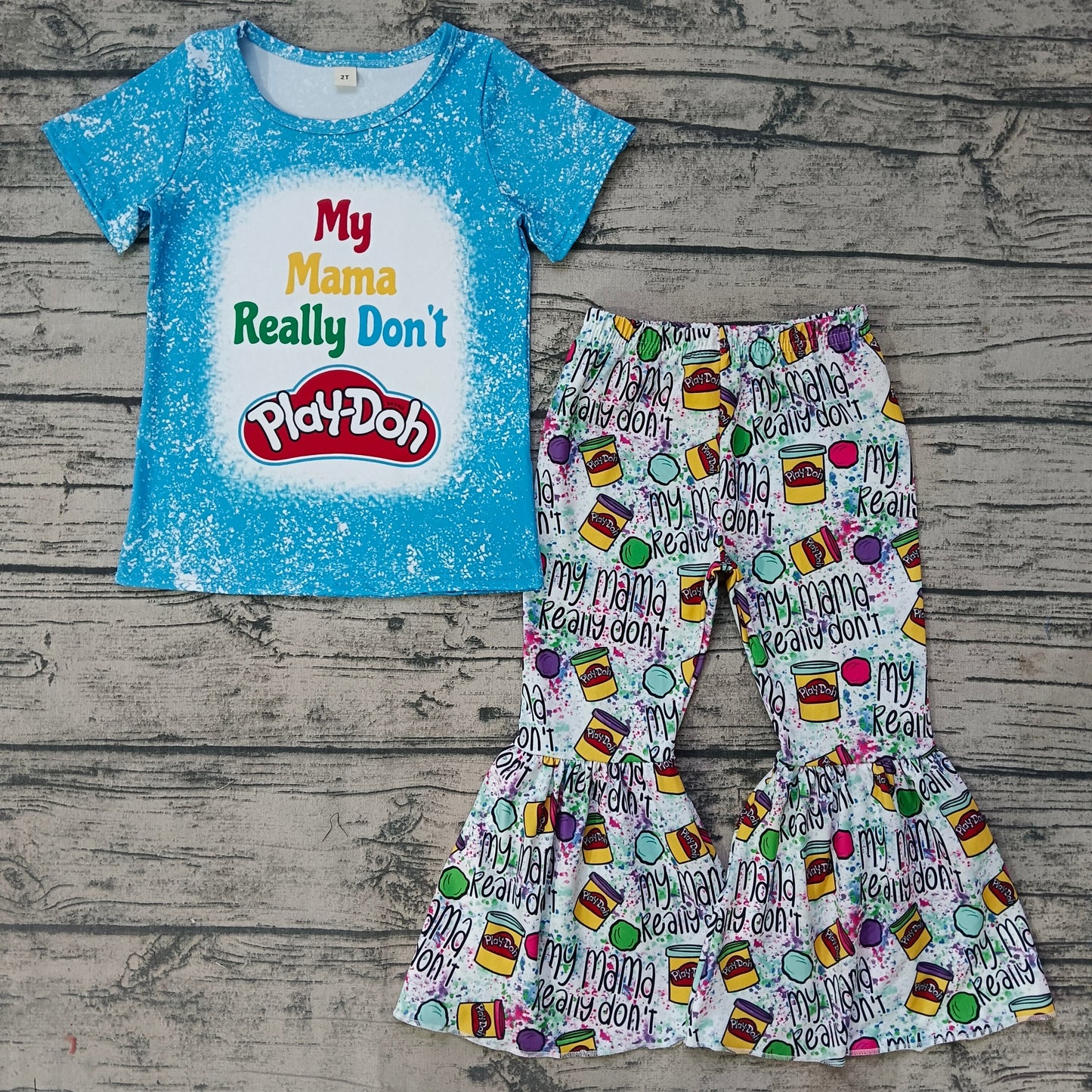 MOQ 5 my mama blue top pants girls clothes