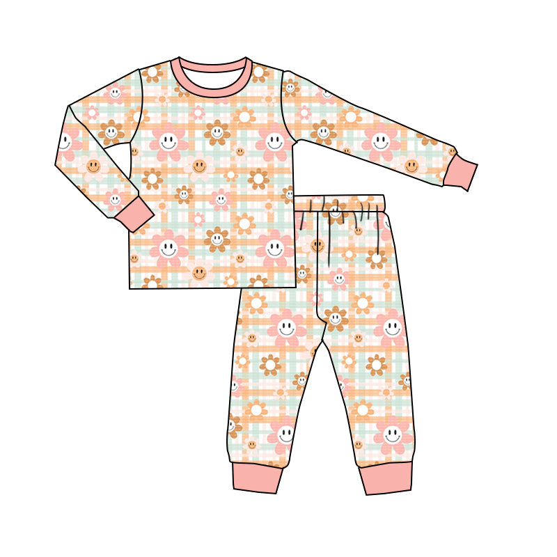 MOQ 5 flower smile baby girls pajamas Yawoo Garments