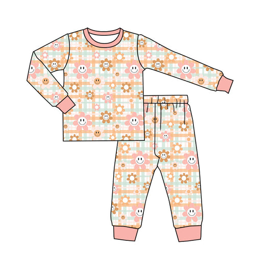MOQ 5 flower smile baby girls pajamas