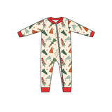 MOQ 5 PCS Christmas tree long sleeves baby kids zipper romper