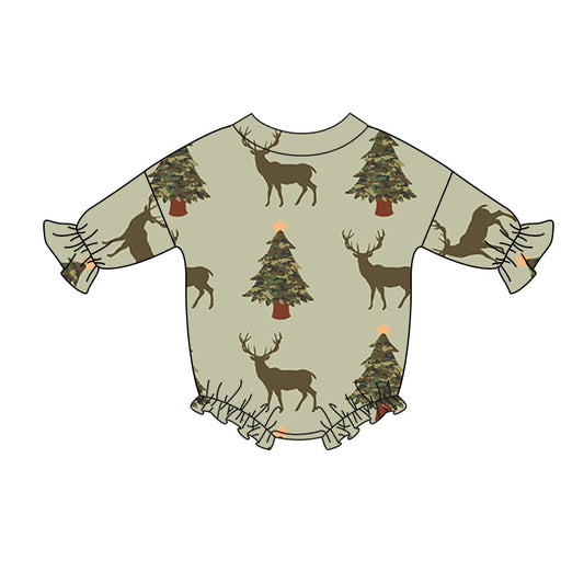 MOQ 5 PCS deer camo tree long sleeves baby romper