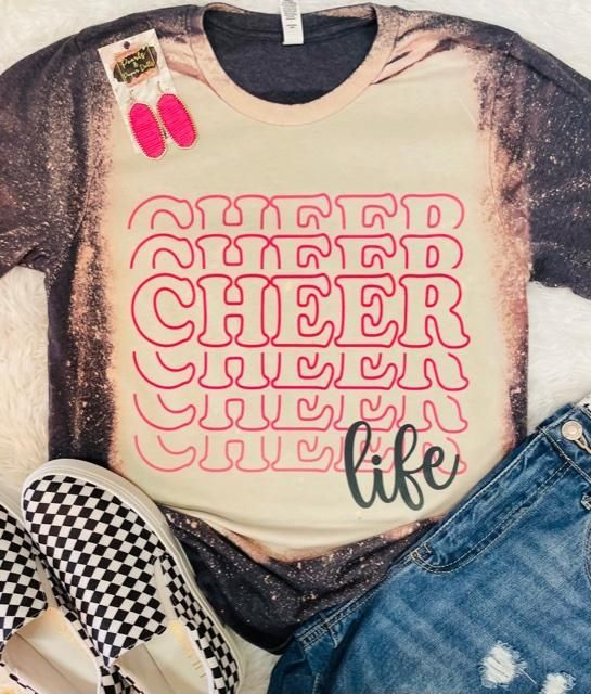 MOQ 5 pcs cheer life bleached adult shirt