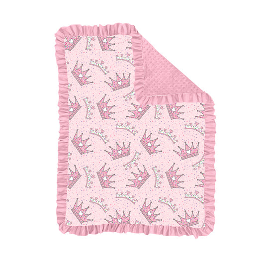 MOQ 5 pink queen minky polka dots baby girls blankets