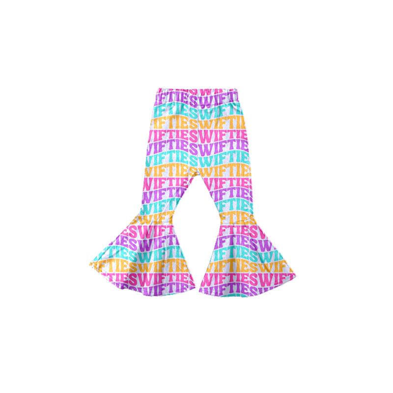 MOQ 5 Colorful letters ears singer girls bell bottom pants