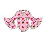 MOQ 3 pcs long sleeves heart pink ears singer baby girls romper