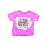 MOQ 3 Hot pink bleached short sleeves singer girls shirt