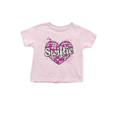 MOQ 3 pcs short sleeves pink heart singer kids girls shirt