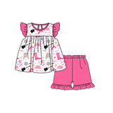 MOQ 3 Flutter sleeves boots guitar tunic shorts singer girls set