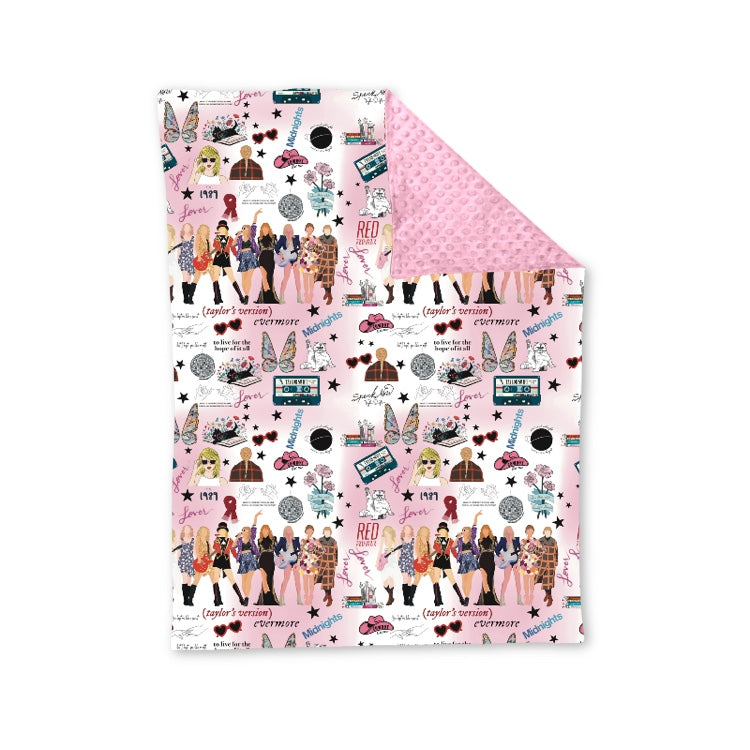 MOQ 3 pink butterfly singer girls blankets