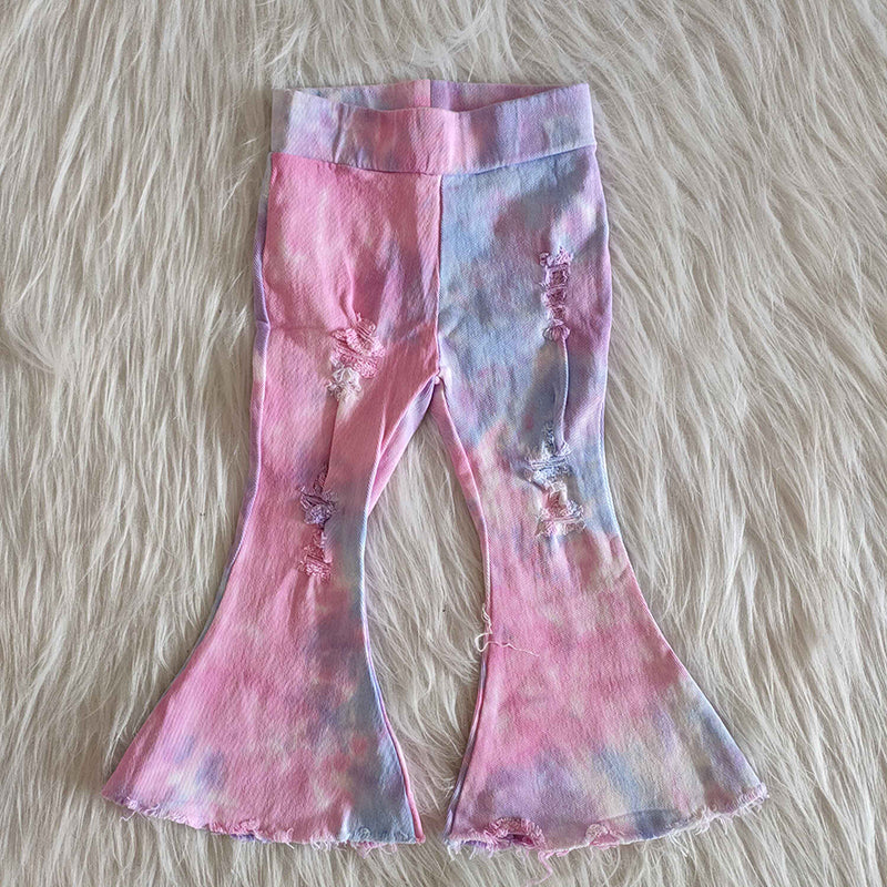 Girl Pink Tie Dye Bell Bottom Pants
