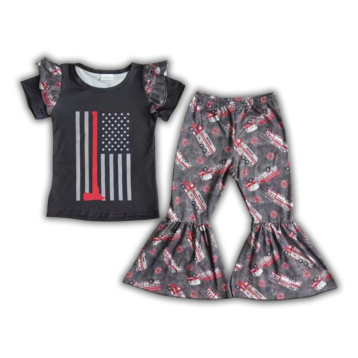 Fire trucks baby girls firefighters support clothing