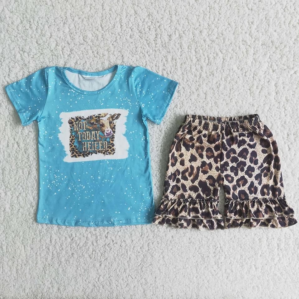Not today heifer shirts leopard shorts kids outfits