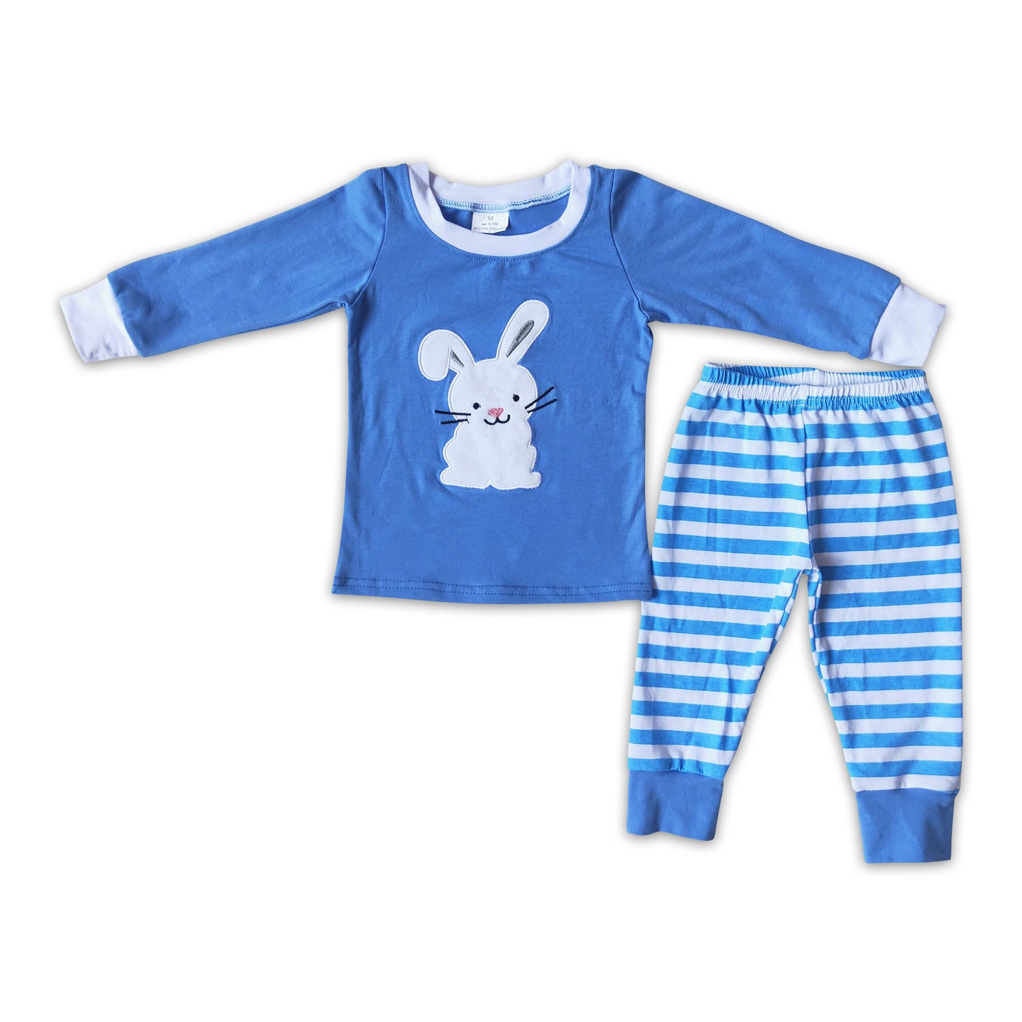 Boy Bunny Embroidery Striped Long Outfit