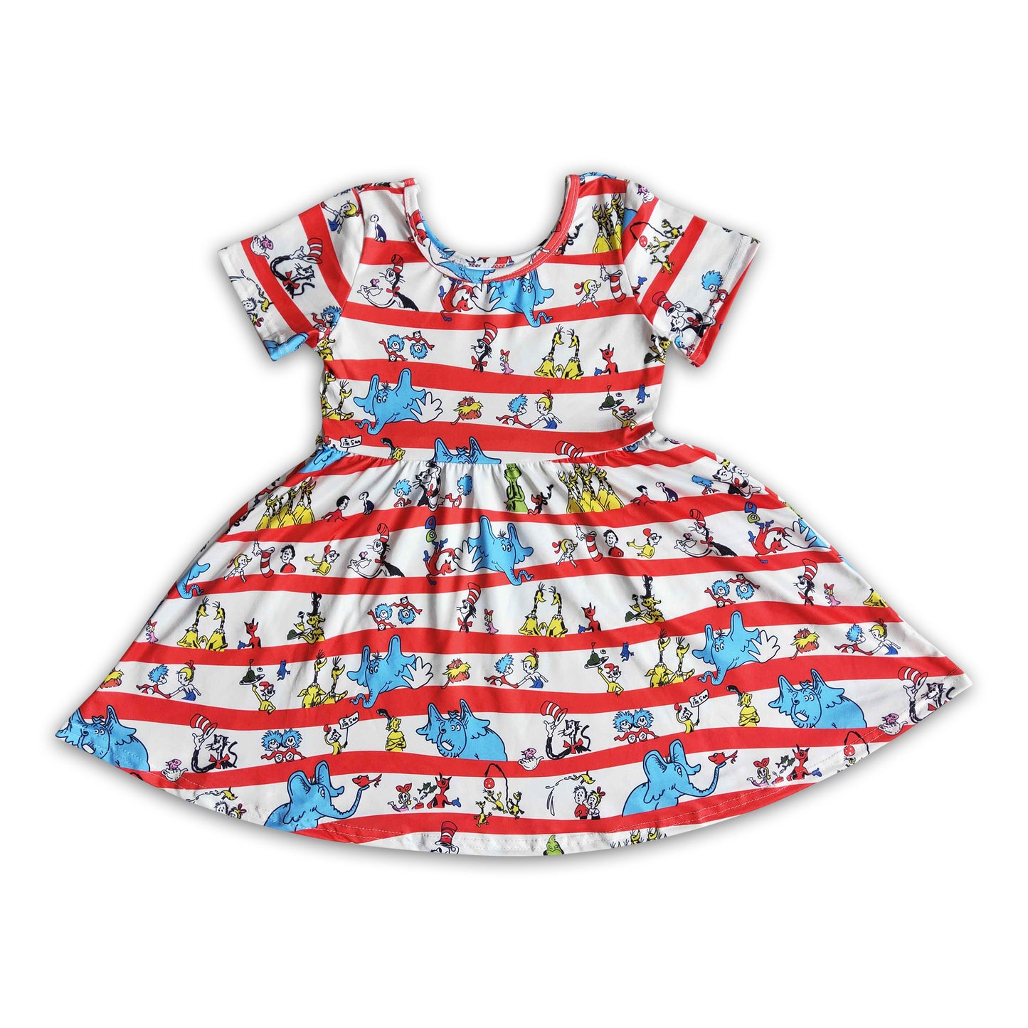 Hot sale cat short sleeve baby girls twirl dresses