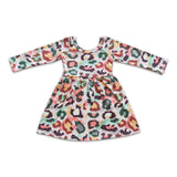 Colorful leopard long sleeve girls dresses