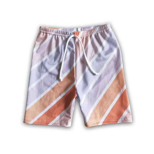 Orange khaki grey stripe baby boys trunks