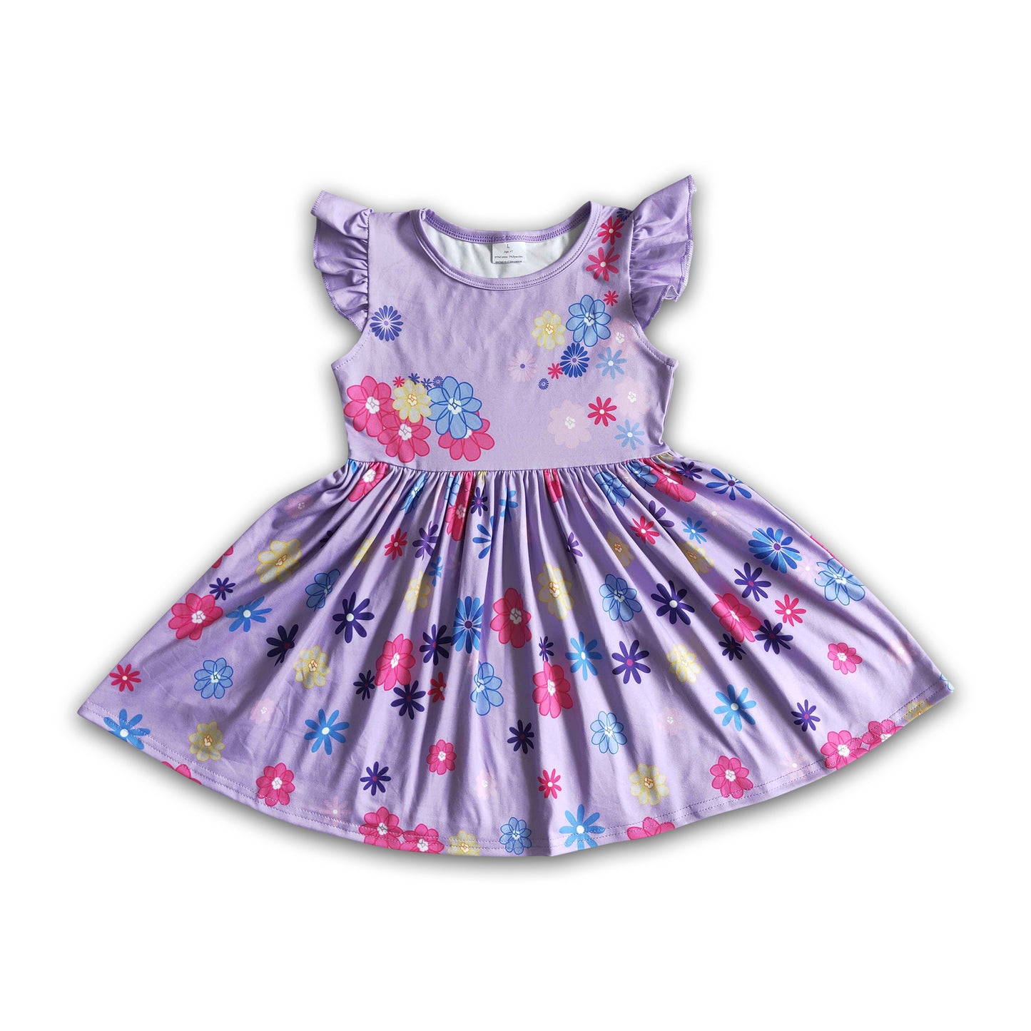 Flutter sleeve girls floral magic twirl summer dresses