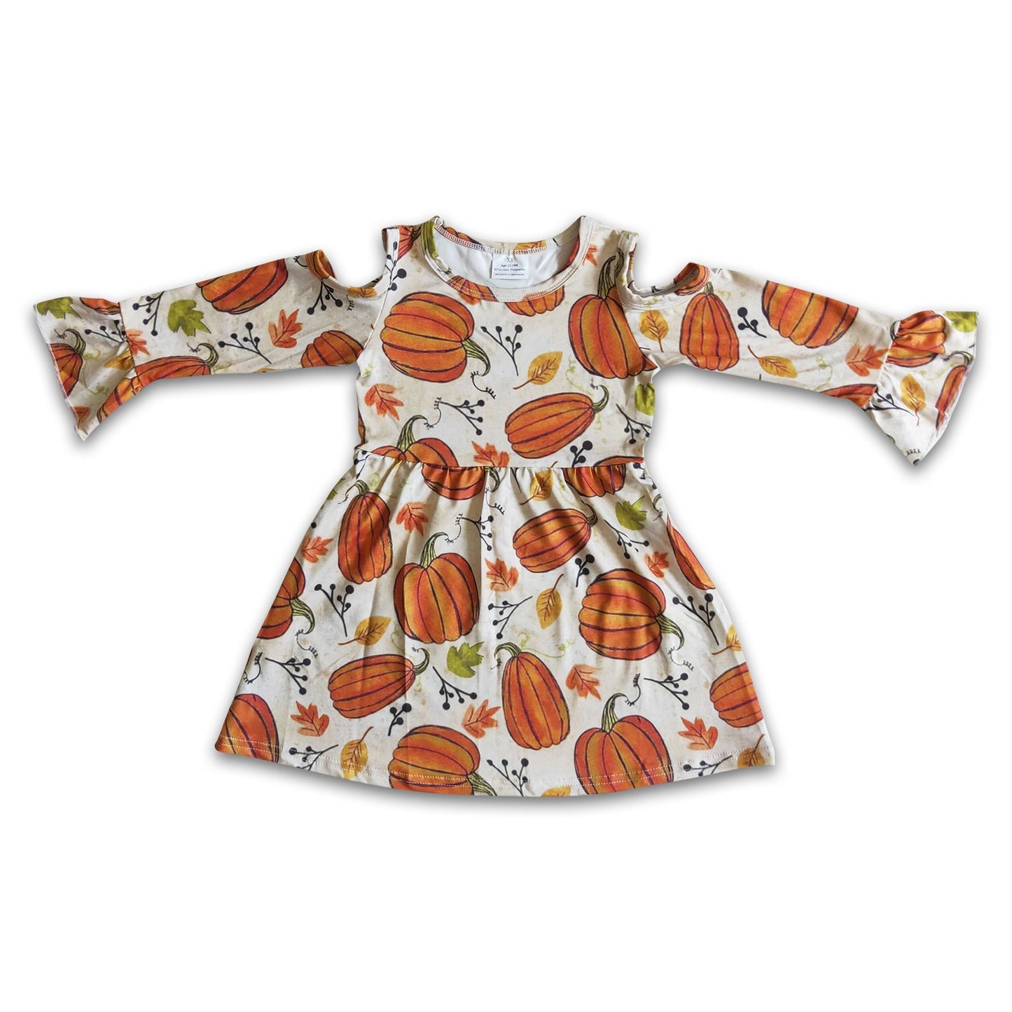 Girl  Pumpkin Long Sleeve Dress