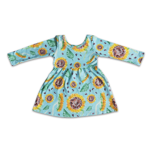 Sunflower long sleeve baby girls dresses