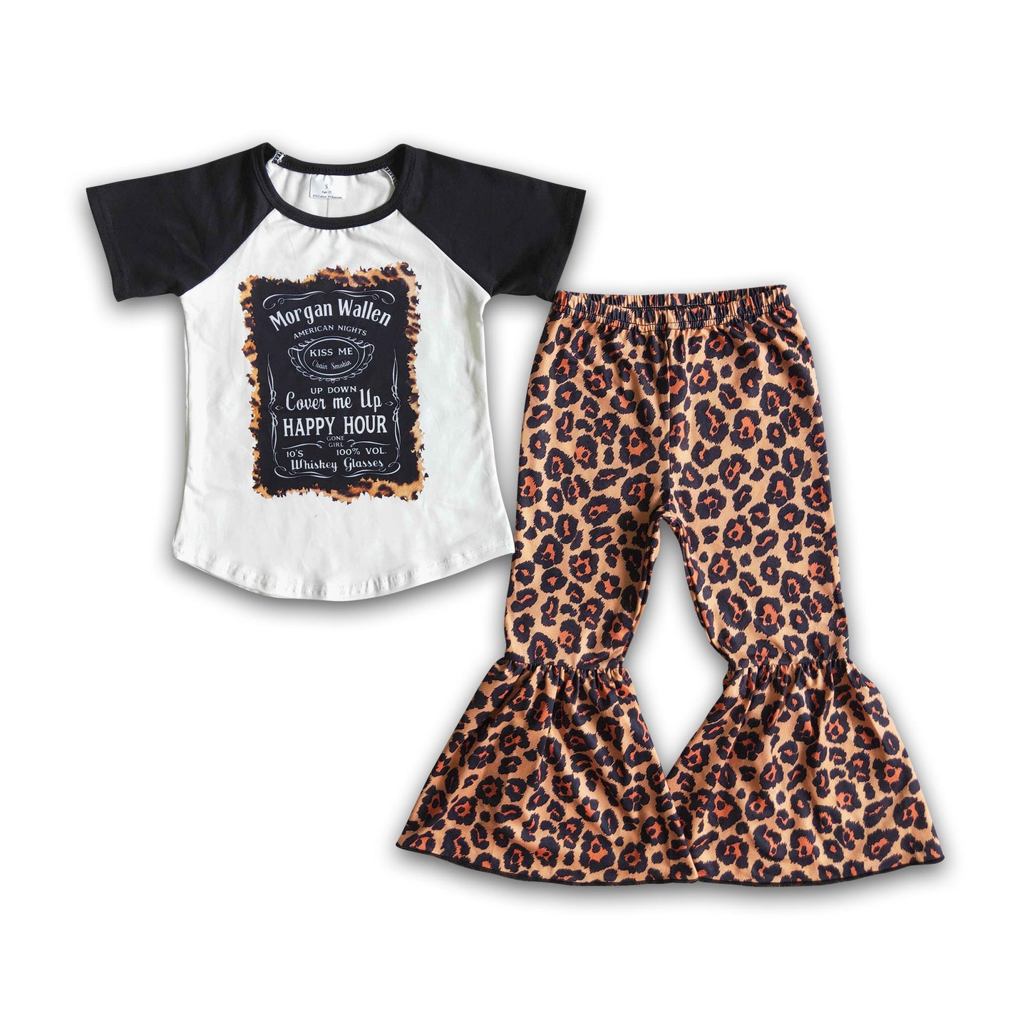 Black short sleeve leopard pants singer outfits