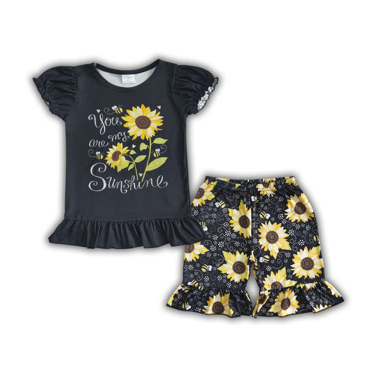 You are my sunshine sunflower print children clothing