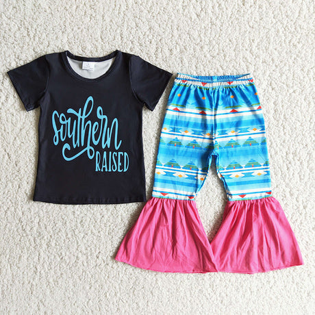 Girl Southern Raised Bell Bottom Outfit