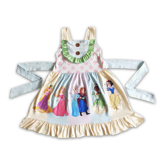 Sleeveless princess panel belt princess girls summer dresses
