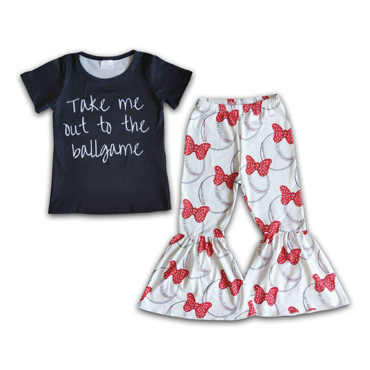 Take me to the ballgame shirt bell bottom pants girls boutique outfits