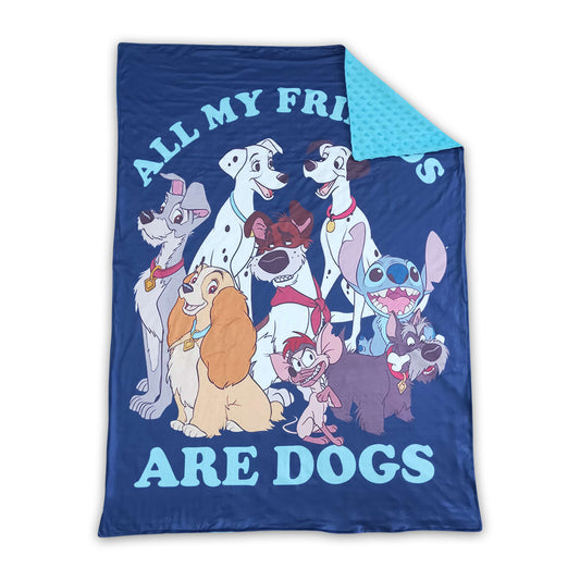 All my friends are dogs blue polka dots baby kids blankets