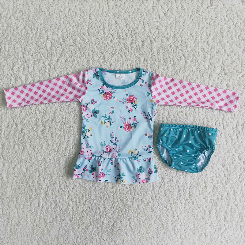 Girl Floral Long Sleeve Swimsuit