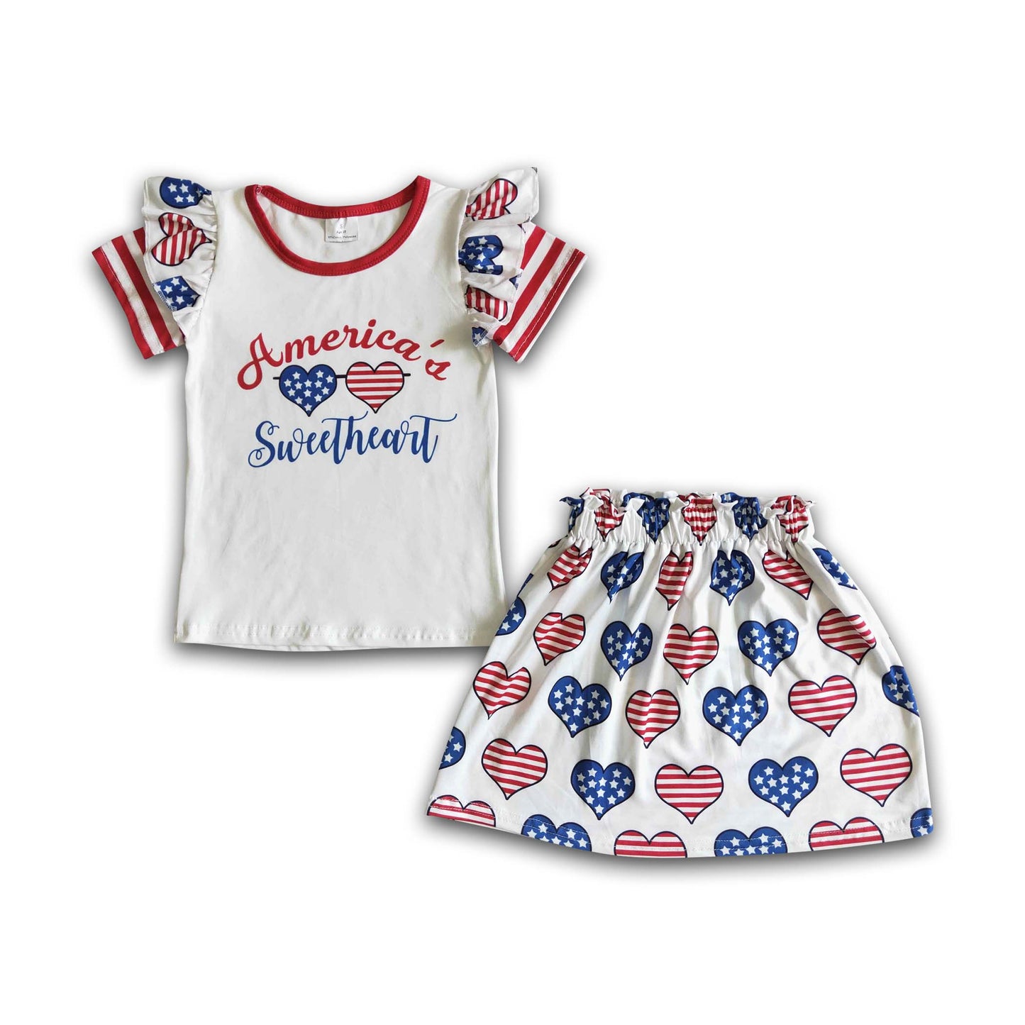 America's sweetheart shirt star stripe heart skirt girls 4th of july outfits