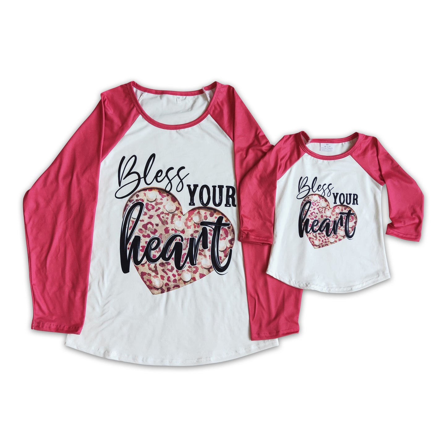 Bless your heart long sleeve mommy and me adult valentine's shirt