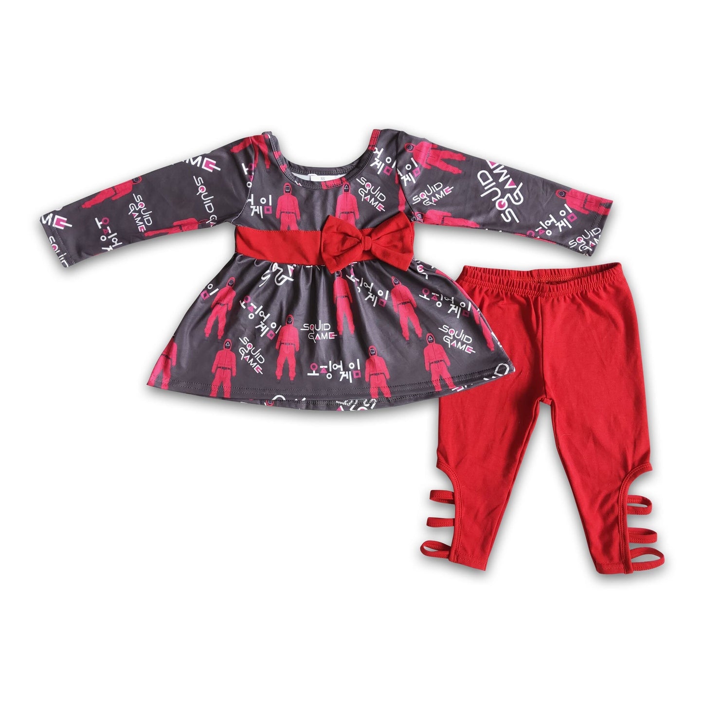 Red bow tunic match criss cross leggings girls boutique clothing